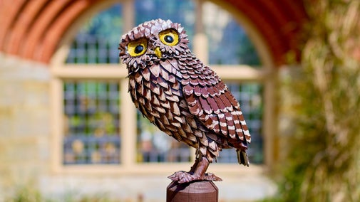 Metalwork owl sculpture